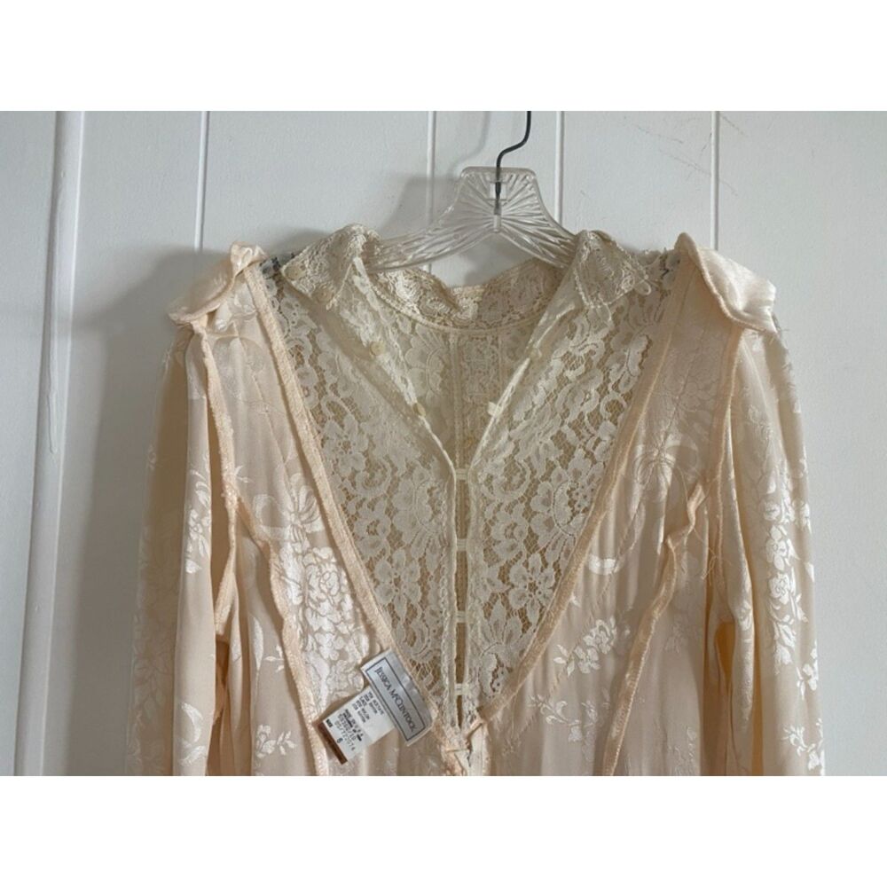 Vintage 80s Jessica McClintock Cream Lace Gown M - Picture 11 of 13